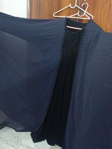 Modesty Navy Blue And Black Kaftan Abaya