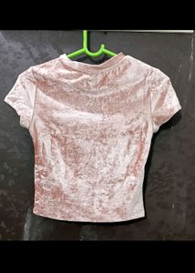 Divided By H&amp;M Womens Peach Velvet Crop Top