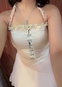 Fairycore X Grunge Pink Halter Dress