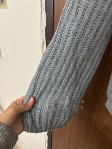 Gray Knit Pullover Sweater