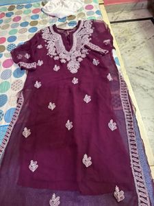Purple Chikankari Kurti