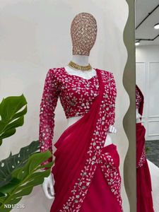 Red Ready To Wear Saree