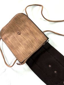 Brown Faux Wood Crossbody Bag