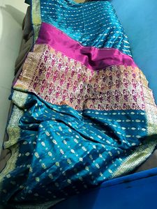 Beautiful Rama Green Jari Work Saree