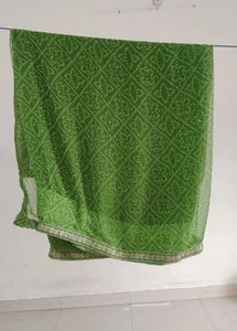 Lime Green Bandhani Saree