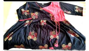 Angrakha Black &amp; Red Printed Top