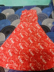 Sleeveless Red Floral Printed Flared Dress