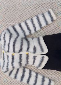 Striped Faux Fur Jacket