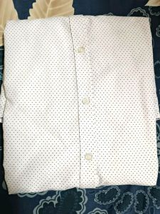 White Shirt With Black Dot Print  Cotton Fabric