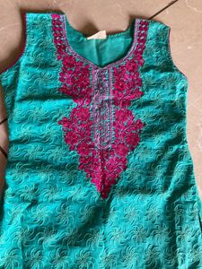 Teal Embroidered Kurta
