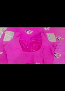 Pink Chiffon Sari With Blouse