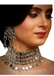 Mirror Work Jewellery Set With Bangle
