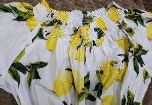 Lemon Print Off Shoulder Top