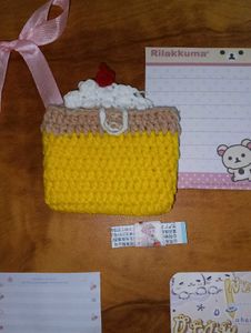 Crochet Pudding Coin Purse + Memo Card Combo 🍮☘️