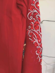 Red Anarkali Embroidered Suit Set