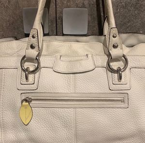 COACH large leather tote white shoulder bag