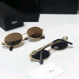 Dior Gold Brown Oval Sunglasses For Women