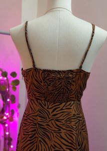 Zebra Print Cutout Midi Dress