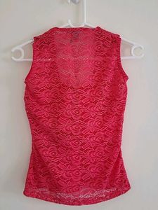 Pink Lace Sleeveless Top