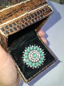 Teal &amp; Rhinestone Ring
