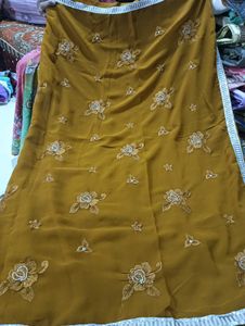 Floral Embroidered saree with stiched blouse