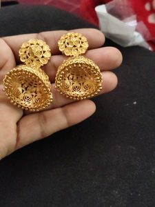 Golden Jhumka Earrings
