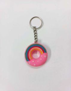 Pink Donut Keychain - Stars &amp; Rainbow Design