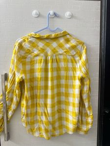 Butter Yellow Checks/Plaid Shirt Y2K style