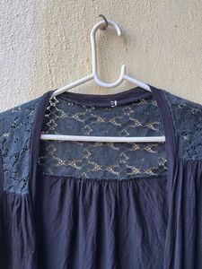 Lace Detail Black Cardigan