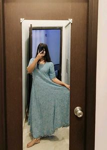 Elegant Blue Printed Anarkali Kurta