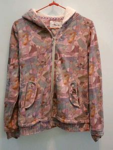 Patterned Zip-Up Hoodie