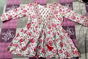 Floral Print Peplum Short Kurti - Bohemian Style