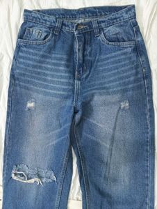 Dark Blue ripped wide leg jeans