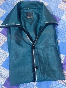 Party Wear Men's Shirt Shimmer Greenish