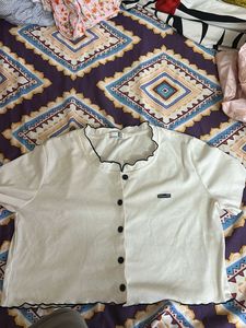 Cute White Button Top