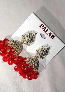 Red Bead Earrings &amp; Tikka Set