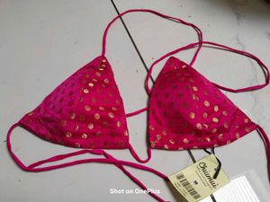 Chiumui Bikini Top - Pink & Gold