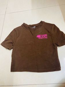Brown Think Positive Crop Top