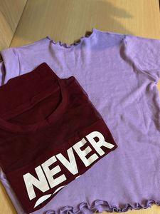 Purple High neck And Netted T Shirt