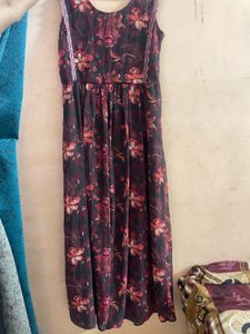 Floral Print Dress with Lace Trim