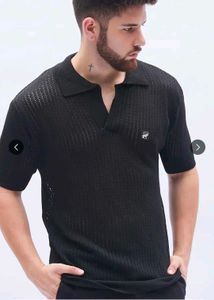 Black Knit Polo Shirt