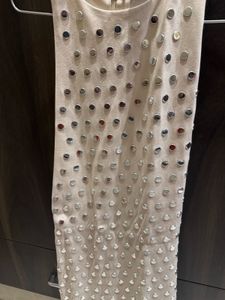 H&amp;M Beige Mini Dress with Silver Details