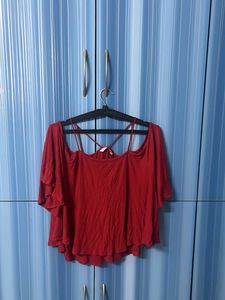 Ginger Red Off-Shoulder Top-M