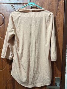 Elegant Beige Tie-Neck Top