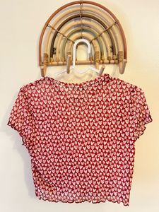 Cute Heart Print net  Crop Top