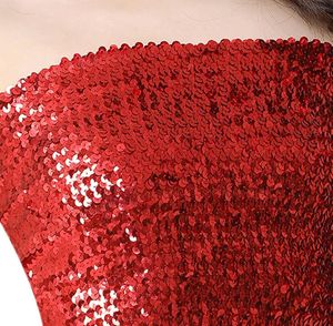 Red Sequin Strapless Top