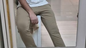 US Apollo ASN Tan Stretch Straight-Fit Trousers 32