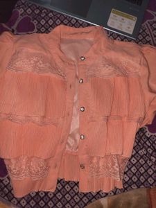 Peach Lace Detail Top