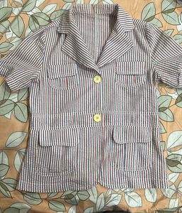 Striped Short Sleeve Blazer