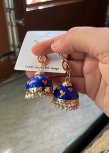 Blue Heart Jhumka Earrings